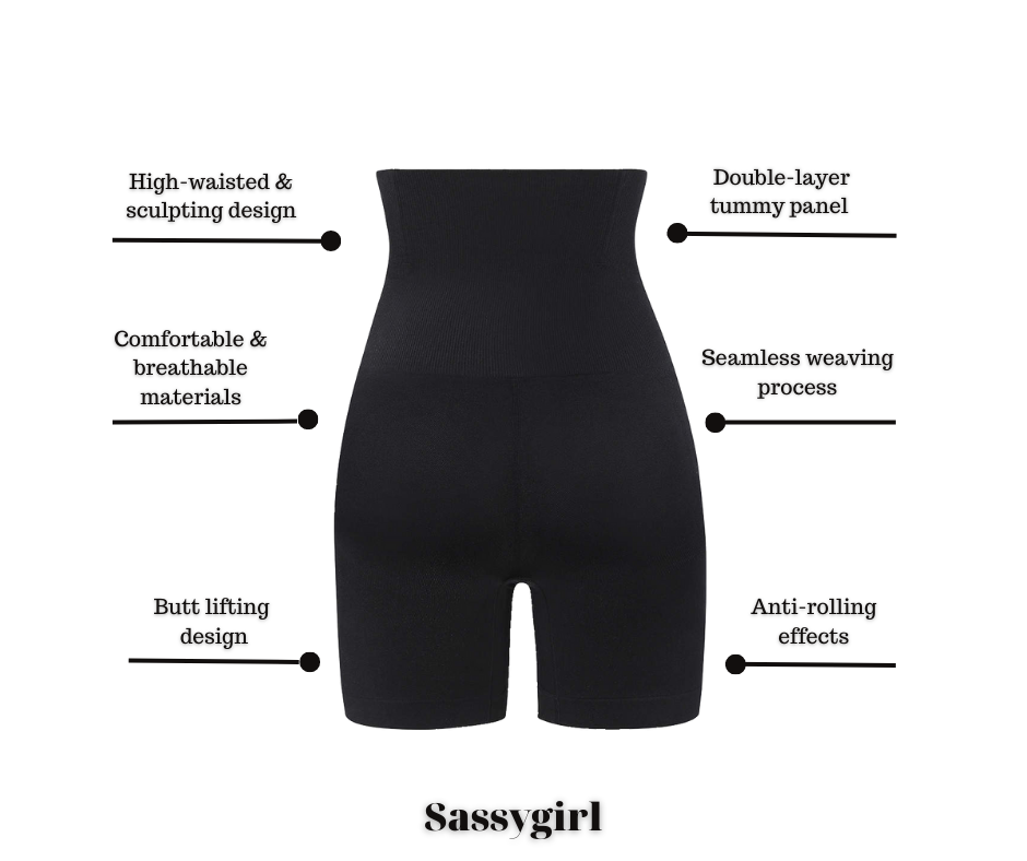 Sassygirl shorts shapewear med hög midja svart