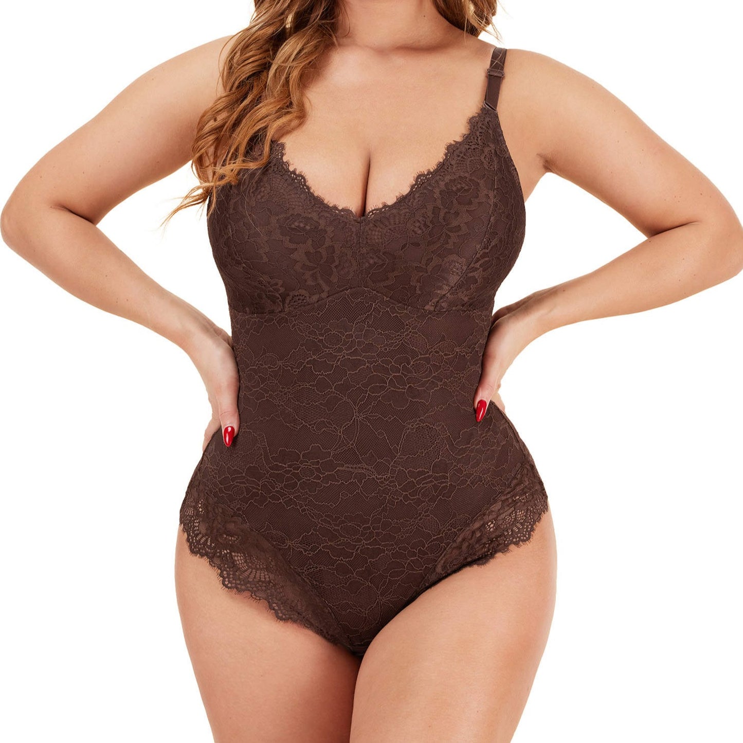 lace shapewear bodysuit white - kroppsformande underkläder